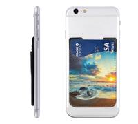 HEBSDFG Terrazzo Porte-cartes de téléphone imprimé marbre pastel avec adhésif pour iPhone et Android, Sunset Beach, One Size, Décontracté