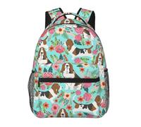 HEBSDFG Terrazzo Sac à dos léger pour ordinateur portable Motif marbré pastel Pour étudiants, garçons et filles, Sweet Basset Hound Florals, One Size, Sac à dos daypack