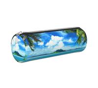 HEBSDFG The Sea Prints Trousse ronde en cuir avec fermeture éclair dorée pour l'école, le bureau, les voyages, Argenté., One Size, Cartable