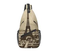 HEBSDFG Toast to your birthday Sac à dos à bandoulière amusant avec fermeture éclair pour l'école, les voyages et le travail, Motif Paris et Tour Eiffel, One Size, Sac à dos en bandoulière