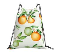 HEBSDFG Toucans Sac à dos de sport léger et réutilisable avec cordon de serrage Motif feuilles de palmier perroquet, Fleurs jaunes et orangers, One Size, Sac à dos de voyage