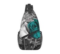 HEBSDFG Tower Paris Sac à dos à bandoulière avec fermeture éclair pour l'école, les voyages et le travail, Rose gris sarcelle, One Size, Sac à dos en bandoulière