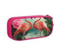HEBSDFG Trousse à crayons avec deux flamants roses pour garçons et filles - Trousse de voyage noire haute capacité pour étudiants, école, université, bureau, rose, Taille unique, Cartable