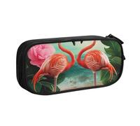 HEBSDFG Trousse à crayons avec deux flamants roses pour garçons et filles - Trousse de voyage noire haute capacité pour étudiants, école, université, bureau, Noir , Taille unique, Cartable
