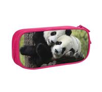 HEBSDFG Trousse à crayons avec deux grands pandas pour garçons et filles - Noir - Grande capacité - Organiseur de maquillage pour étudiants, école, université, bureau, rose, One Size, Cartable