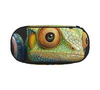 HEBSDFG Trousse à crayons avec emplacements pour stylos Motif caméléon Listen Music Prints, Noir , Taille unique, Cartable