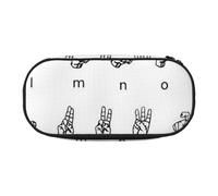 HEBSDFG Trousse à crayons avec emplacements pour stylos - Pour l'école, les voyages, le bureau, Langue des signes de l'alphabet., One Size, Cartable