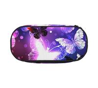 HEBSDFG Trousse à crayons avec emplacements pour stylos - Pour l'école, les voyages, le bureau, Papillons blancs et violets, One Size, Cartable