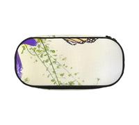 HEBSDFG Trousse à crayons avec emplacements pour stylos pour l'école, les voyages, le bureau, Papillons floraux violets et jaunes, One Size, Cartable