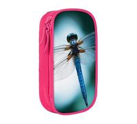 HEBSDFG Trousse à crayons avec impression artistique libellule noire haute capacité avec emplacements pour stylos et pochettes pour l'école, les voyages, le maquillage, rose, Taille unique, Cartable