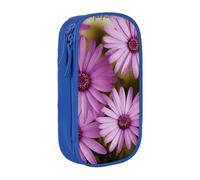 HEBSDFG Trousse à crayons avec imprimé chrysanthème violet - Grande capacité - Organiseur de papeterie avec emplacements pour stylos et pochettes pour l'école, les voyages, le maquillage, bleu, Taille