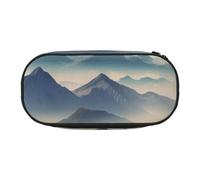 HEBSDFG Trousse à crayons avec imprimé paysage avec des montagnes et des nuages - Jolie trousse de papeterie avec emplacements pour stylos pour l'école, les voyages, le bureau - Cadeau, Noir , Taille