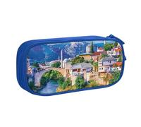 HEBSDFG Trousse à crayons avec imprimé pont d'Europe ancienne pour garçons et filles, noir, haute capacité, trousse de maquillage pour étudiants, école, université, bureau, bleu, One Size, Cartable