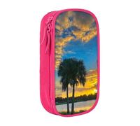 HEBSDFG Trousse à crayons avec imprimé Sunset Over Lake Broward County, noir, haute capacité, avec emplacements pour stylos et pochettes pour l'école, les voyages, le maquillage, rose, One Size