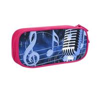 HEBSDFG Trousse à crayons avec microphone imprimé notes de musique pour garçons et filles, noir, haute capacité, trousse de maquillage pour étudiants, école, université, bureau, rose, One Size