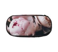 HEBSDFG Trousse à crayons avec motif bouquet de pivoines roses avec emplacements pour stylos pour l'école, les voyages, le bureau, Noir , Taille unique, Cartable