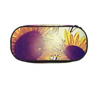 HEBSDFG Trousse à crayons avec motifs étoiles de mer et lunettes jaunes avec emplacements pour stylos pour l'école, les voyages, le bureau, Tournesols d'été, One Size, Cartable