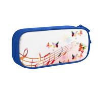 HEBSDFG Trousse à crayons avec notes de musique et papillons pour garçons et filles, noir, haute capacité, trousse de maquillage pour étudiants, école, université, bureau, bleu, One Size, Cartable