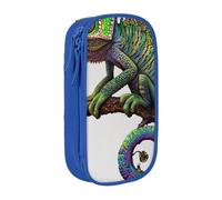 HEBSDFG Trousse à crayons caméléon avec imprimé musique - Noir - Haute capacité - Avec emplacements pour stylos et pochettes - Pour l'école, les voyages, le maquillage, bleu, Taille unique, Cartable