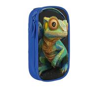 HEBSDFG Trousse à crayons Cameleon Listen Music - Noir - Haute capacité - Avec emplacements pour stylos et pochettes - Pour l'école, les voyages, le maquillage, bleu, Taille unique, Cartable