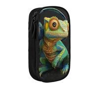 HEBSDFG Trousse à crayons Cameleon Listen Music - Noir - Haute capacité - Avec emplacements pour stylos et pochettes - Pour l'école, les voyages, le maquillage, Noir , Taille unique, Cartable