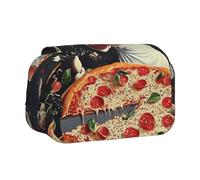 HEBSDFG Trousse à crayons double couche avec couvercle rabattable - Motif Chihuahua - Imprimé carlin - Pour fournitures scolaires, voyages et maquillage, Chef Pizza, Taille unique, Cartable