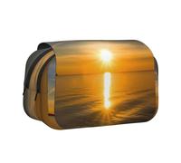 HEBSDFG Trousse à crayons double couche avec couvercle rabattable - Motif coucher de soleil sur la plage - Pour fournitures scolaires, voyages et maquillage, Sunrise Horizon, Taille unique, Cartable