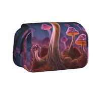 HEBSDFG Trousse à crayons double couche avec couvercle rabattable - Motif cœur rose - Pour fournitures scolaires, voyage et maquillage, Champignon magique., Taille unique, Cartable