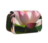 HEBSDFG Trousse à crayons double couche avec couvercle rabattable - Motif fleur de lotus - En bambou - Pour fournitures scolaires, voyages et maquillage, Fleur de lotus., Taille unique, Cartable