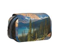 HEBSDFG Trousse à crayons double couche avec couvercle rabattable - Motif galets - Pour fournitures scolaires, voyages et maquillage, Parc National, Taille unique, Cartable