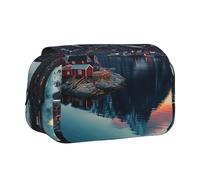 HEBSDFG Trousse à crayons double couche avec couvercle rabattable - Motif galets - Pour fournitures scolaires, voyages et maquillage, Îles Norvèges, Taille unique, Cartable