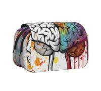 HEBSDFG Trousse à crayons double couche avec couvercle rabattable - Motif galets - Pour fournitures scolaires, voyages et maquillage, Avantage du cerveau gauche et droit, Taille unique, Cartable