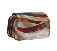 HEBSDFG Trousse à crayons double couche avec couvercle rabattable - Motif paysage de Noël - Pour fournitures scolaires, voyages et maquillage, drapeau des états-unis, Taille unique, Cartable