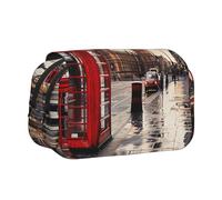 HEBSDFG Trousse à crayons double couche avec couvercle rabattable - Motif tournesol et papillon - Pour fournitures scolaires, voyages et maquillage, Cabine téléphonique rouge London Street, Taille