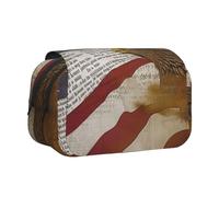 HEBSDFG Trousse à crayons double couche avec rabat - Motif drapeau américain - Pour fournitures scolaires, voyage et maquillage, drapeau des états-unis, Taille unique, Cartable