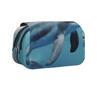 HEBSDFG Trousse à crayons double couche avec rabat - Motif drapeau américain - Pour fournitures scolaires, voyage et maquillage, Dauphin 3D unique., Taille unique, Cartable