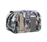 HEBSDFG Trousse à crayons double couche avec rabat - Style rétro coloré - Motif patins à roulettes - Pour fournitures scolaires, voyages et maquillage, New York Fashion City, Taille unique, Cartable