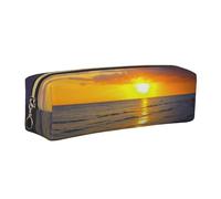 HEBSDFG Trousse à crayons en cuir avec fermeture éclair dorée - Motif coucher de soleil sur l'île de Honeymoon Island State Park - Pour l'école, le bureau, les voyages, doré, One Size, Cartable