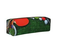 HEBSDFG Trousse à crayons en cuir avec imprimé balles de sport sur herbe et pochette cosmétique, fermeture éclair dorée pour bureau, école, voyage, cadeau, doré, One Size, Cartable