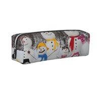 HEBSDFG Trousse à crayons en cuir avec imprimé bonhomme de neige et pochette cosmétique, fermeture éclair dorée pour bureau, école, voyage, cadeau, Argenté., One Size, Cartable