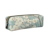 HEBSDFG Trousse à crayons en cuir avec imprimé fleurs de cornouiller printanier et pochette cosmétique, fermeture éclair dorée pour bureau, école, voyage, cadeau, doré, One Size, Cartable