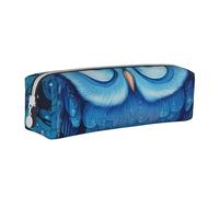 HEBSDFG Trousse à crayons en cuir avec imprimé hibou bleu et pochette cosmétique, organiseur minimaliste à fermeture éclair pour l'école, le bureau, les voyages, cadeau élégant, blanc, Taille unique,