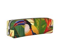 HEBSDFG Trousse à crayons en cuir avec imprimé oiseau de paradis tropical et pochette cosmétique, organiseur minimaliste à fermeture éclair pour l'école, le bureau, les voyages, cadeau élégant, blanc,