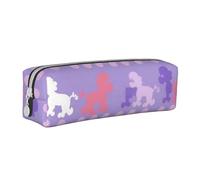 HEBSDFG Trousse à crayons en cuir avec motif caniche violet et pochette cosmétique, organiseur minimaliste à fermeture éclair pour école, bureau, voyage, cadeau élégant, blanc, Taille unique, Cartable