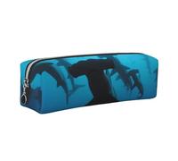 HEBSDFG Trousse à crayons en cuir avec motif requins marteaux, pochette à maquillage, fermeture éclair dorée, organiseur de papeterie de bureau, trousse à crayons pour l'école, le bureau, les voyages