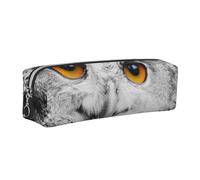 HEBSDFG Trousse à crayons en cuir avec motif tête de hibou et pochette cosmétique, fermeture éclair dorée pour bureau, école, voyage, cadeau, Argenté., One Size, Cartable