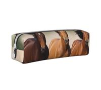 HEBSDFG Trousse à crayons en cuir avec trois chevaux qui courent et pochette cosmétique, organiseur minimaliste à fermeture éclair pour l'école, le bureau, les voyages, blanc, Taille unique, Cartable