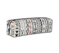 HEBSDFG Trousse à crayons en cuir bohème avec motif de rayures triangulaires et pochette à cosmétiques, organiseur minimaliste à fermeture éclair pour l'école, le bureau, les voyages, cadeau élégant,