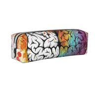 HEBSDFG Trousse à crayons en cuir et pochette à maquillage avec imprimé cerveau gauche et droit - Organiseur minimaliste à fermeture éclair pour l'école, le bureau, les voyages - Cadeau élégant,