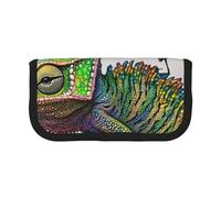 HEBSDFG Trousse à crayons en toile avec fermeture éclair Motif caméléon Listen Music, Noir , Taille unique, Cartable